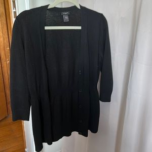 Ann Taylor Lightweight Cardigan, open button front, Black M